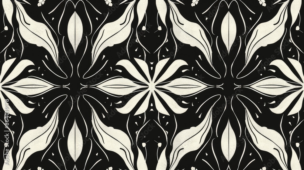 Subtle Black and White Geometric Floral Seamless Pattern Subtle Black and White Geometric Floral Seamless Pattern