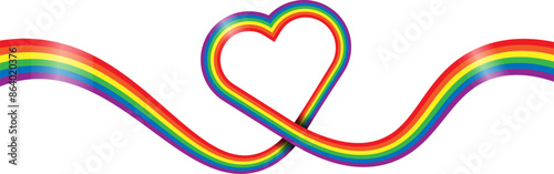rainbow ribbon around heart in transparent background
