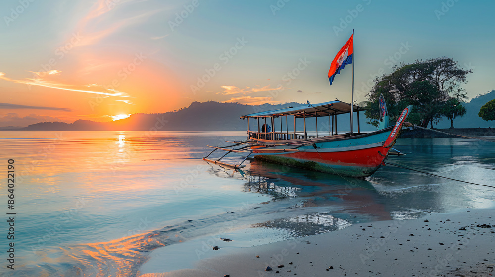 Naklejka premium Indonesia's Independence Day, August 17. Greeting card with clenched hands symbolizing freedom. 