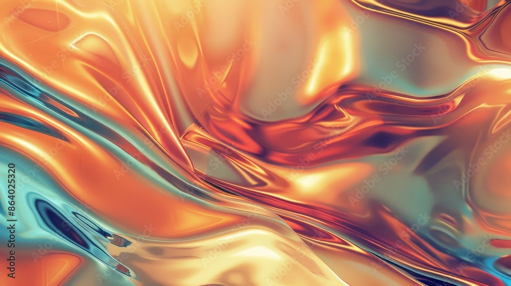 Fototapeta premium Vibrant wallpaper with liquid metal effects blurred shapes and radiant gradient