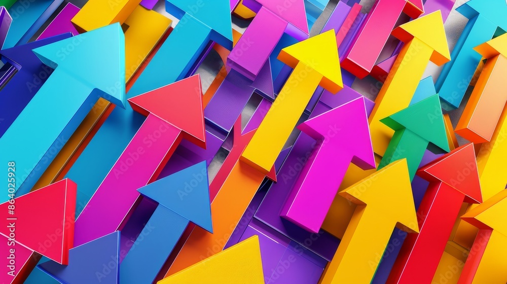 Upward arrows in bold, vibrant colors, representing success and advancement, sharp and clean lines, energetic and positive vibe Upward arrows in bold, vibrant colors, representing success and advancement, sharp and clean lines, energetic and positive vibe