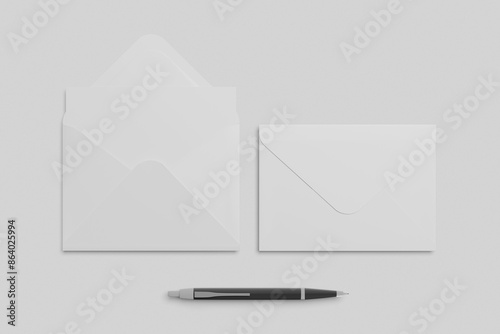 Blank A6 Postcard and Envelope Mockup photo