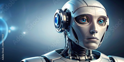 Robot with a human eye looking out at the viewer, robot, artificial intelligence, futuristic, cyborg