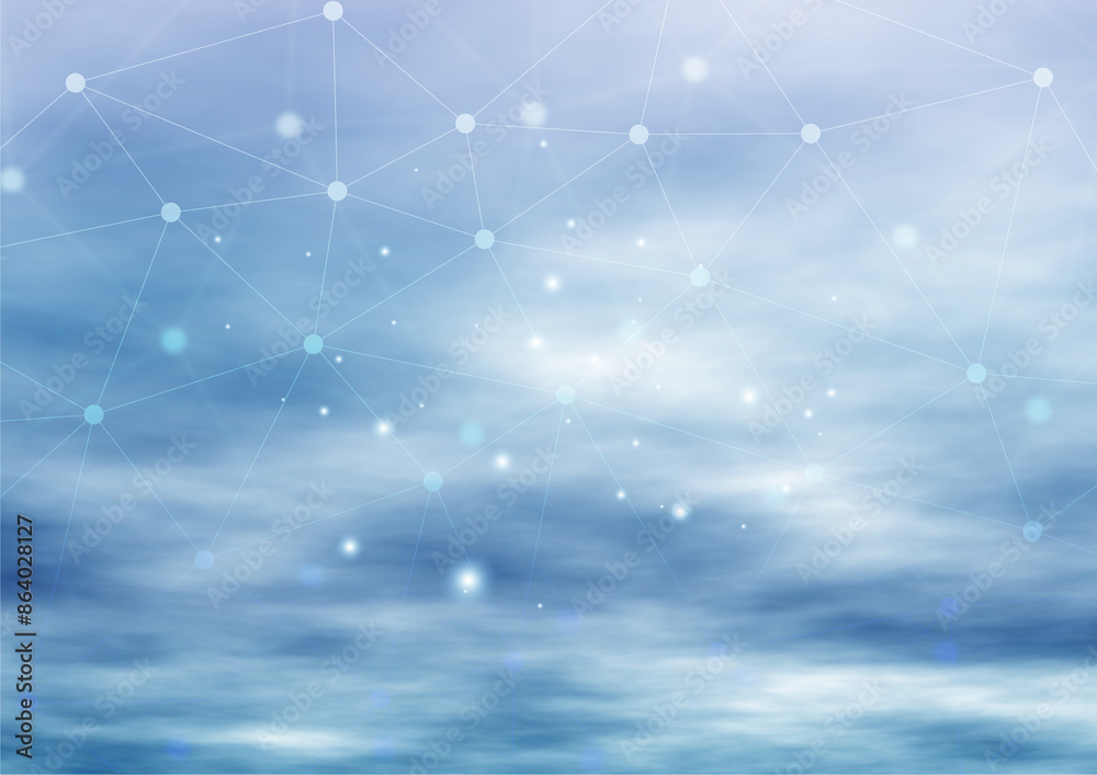 Fototapeta premium 空とデジタルネットワーク背景