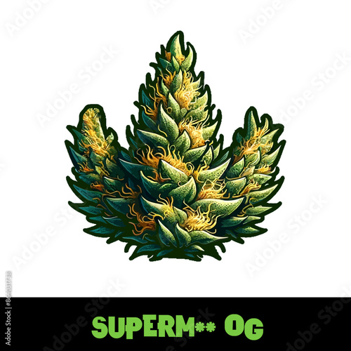 Vector Illustrated Superm** OG Cannabis Bud Strain Cartoon