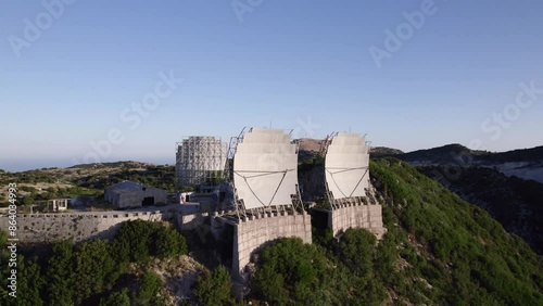 Aerial view of former NATO radar station abandoned in Vasiliki, Lefkada, Greece. photo