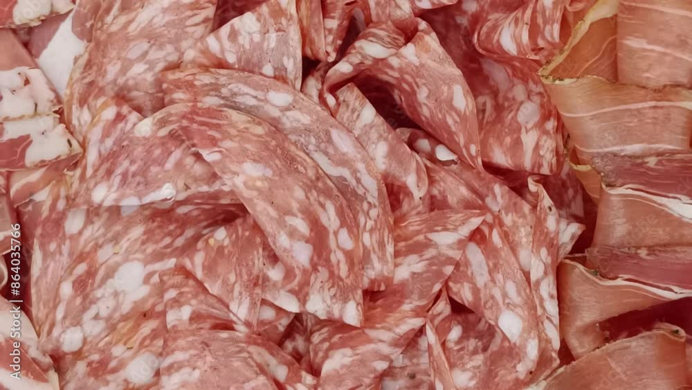 plateau de tranches de saucisson, en gros plan. plateau de tranches de saucisson, en gros plan.