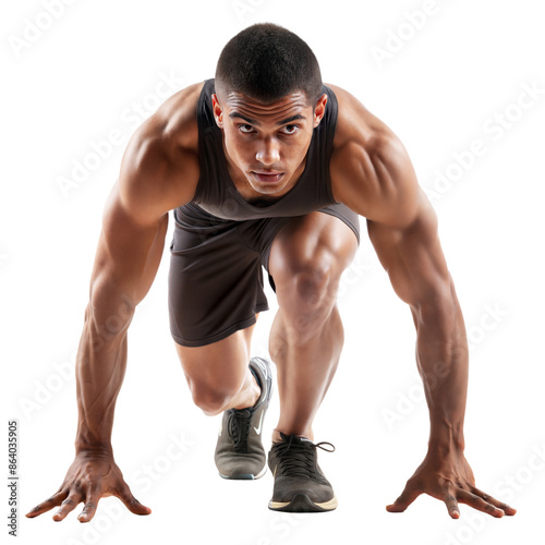 young handsome man doing push - ups in a studio