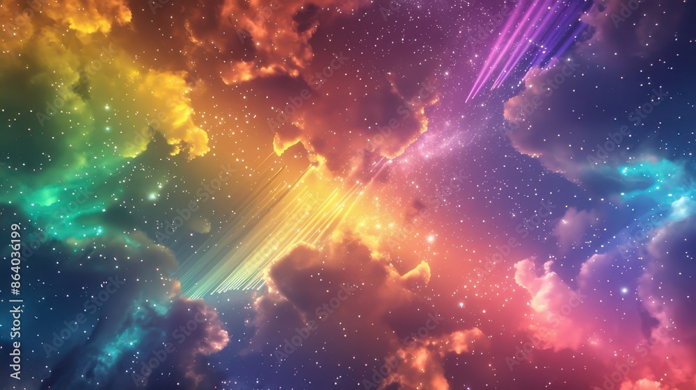 Fantasy sky with clouds and stars. Colorful background
Fantasy sky with clouds and stars. Colorful background