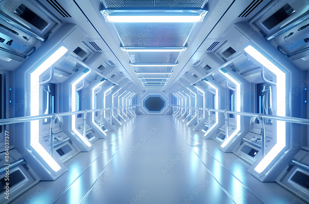 blue tunnel in the subway