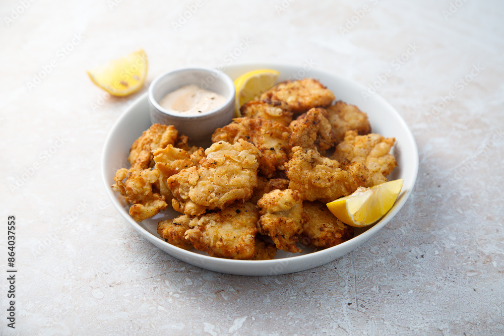Traditional homemade chicken nuggets with sauce Traditional homemade chicken nuggets with sauce