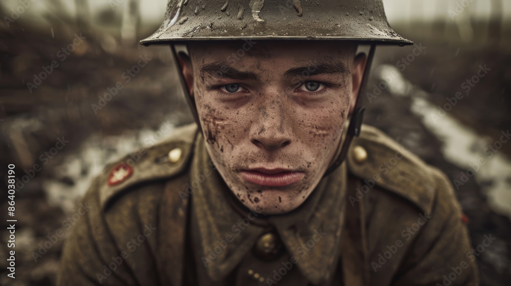 World War I Canadian Soldier in Uniform.