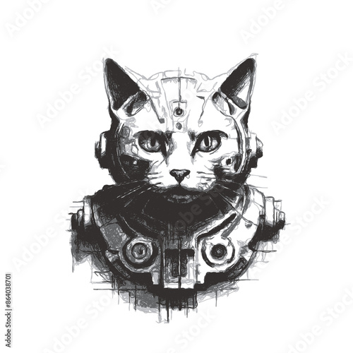 Portrait of a cat face wear...
