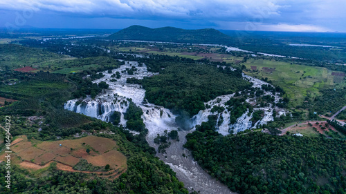 Photography Aerial photos of waterfalls in South India reveal stunning cascades and lush greenery, capturing the region's breathtaking natural beauty and serene, untouched landscapes