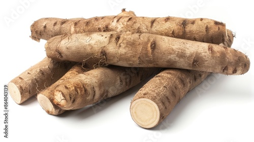 Isolated Cassava or Manioc Roots on a White Background