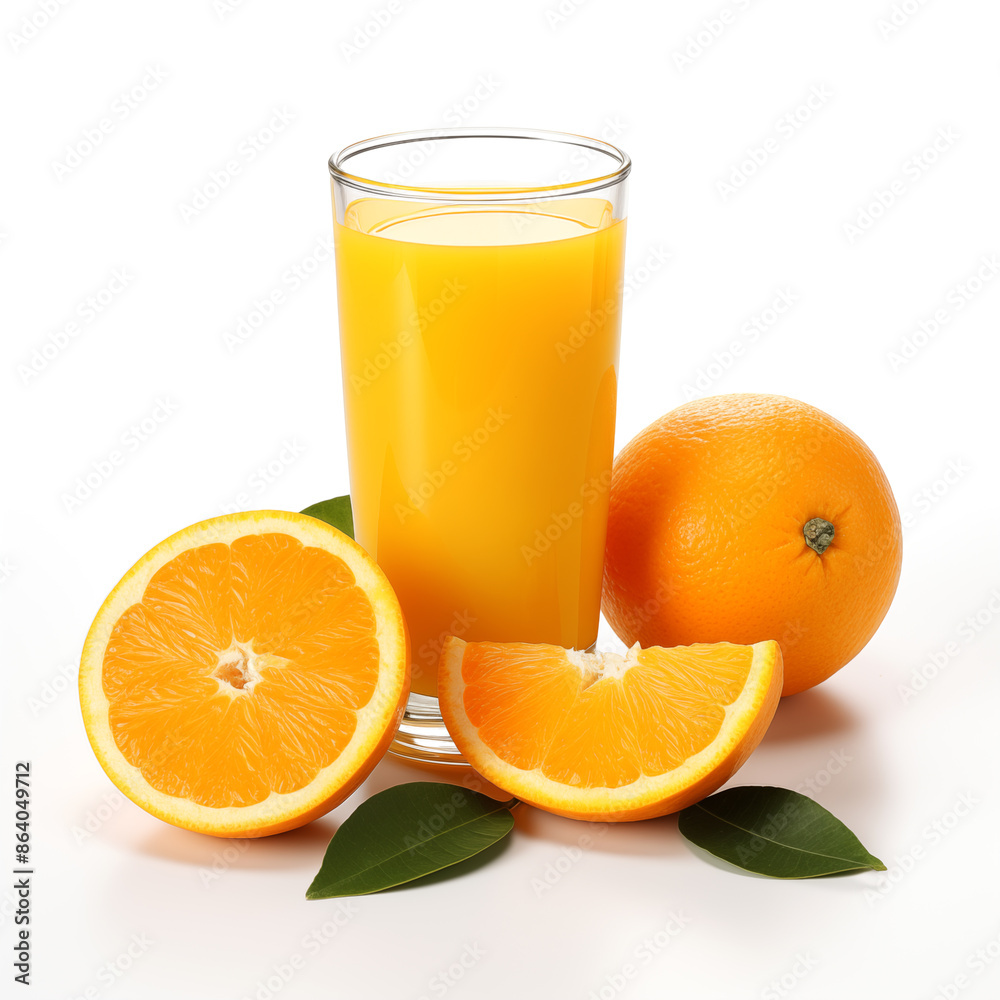 Glass of orange juice isolated on white. Fresh orange with juice Glass of orange juice isolated on white. Fresh orange with juice