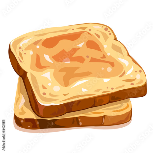 Delicious Buttered Toast Illustration: Perfect for Breakfast, Snacks, or Anytime You Need a Tasty Treat