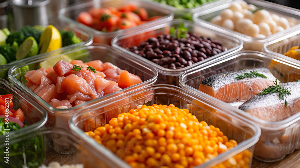 Healthy Work On-The-Go Meal Prep with AI: Various Foods in Containers for Balanced Nutrition Anywhere Healthy Work On-The-Go Meal Prep with AI: Various Foods in Containers for Balanced Nutrition Anywhere