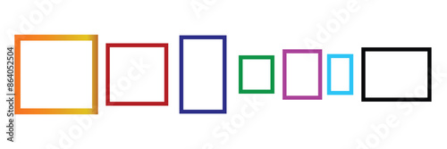 Multicolored blank photo frames set. Vector illustration.