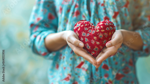 A woman forming a heart shape with her hands over her abdomen. Ovarian and Cervical cancer, Endometriosis, Uterine fibroids, Reproductive, menstruation, and Sexual Transmission disease concept.