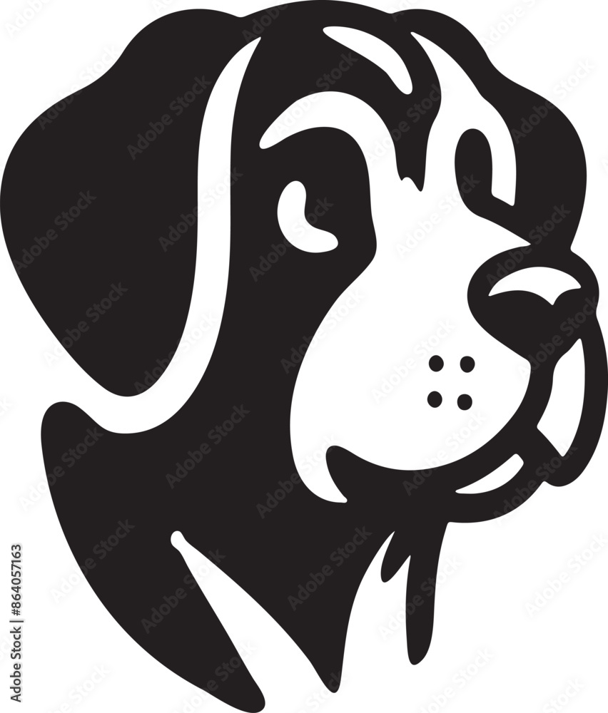 Dog front and side face vector silhouette image Dog front and side face vector silhouette image