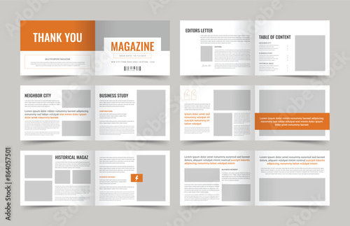 Black and White Magazine Layout, Magazine Template, Book Cover