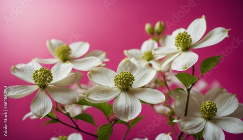 Wallpaper Mural White flowers with green centers on a magenta background. Torontodigital.ca