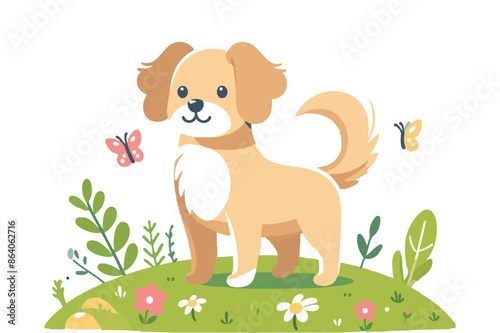 vector a dog paly in the filed 