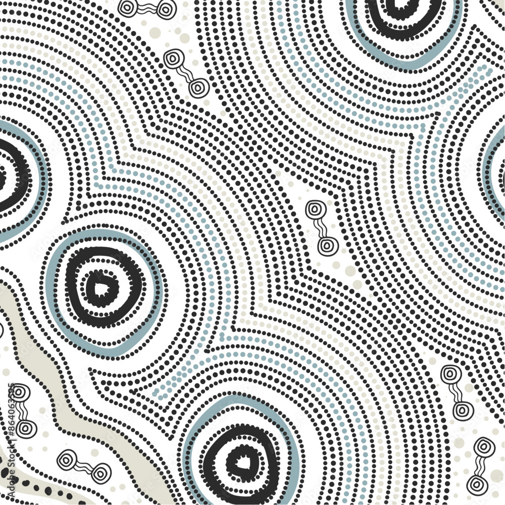 Black and white artwork with traditional aboriginal dot design Stock ...