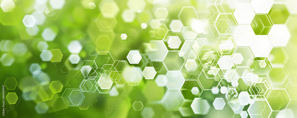 Abstract hexagon geometry background in shades of green and white. The ...