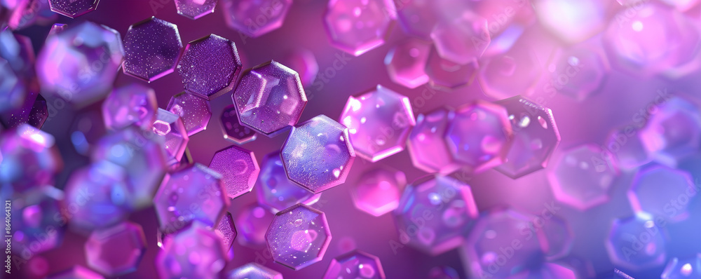 Abstract hexagon geometry background in shades of purple and pink. The hexagons have a glossy, iridescent finish, creating a dreamy and magical atmosphere. The design is perfect for a whimsical and Abstract hexagon geometry background in shades of purple and pink. The hexagons have a glossy, iridescent finish, creating a dreamy and magical atmosphere. The design is perfect for a whimsical and
