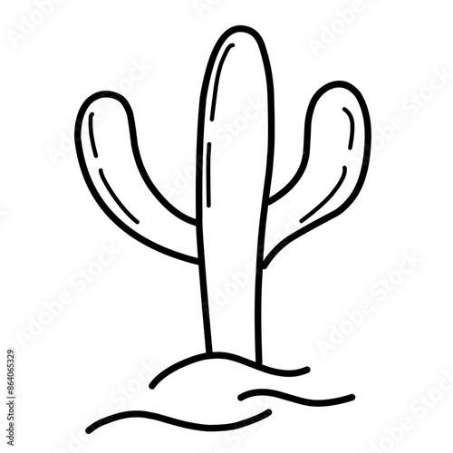 Hand drawn cactus illustration. Vector Illustration. Isolated on white background. cactus outline sketch. cactus drawing. cactus plants line art background.