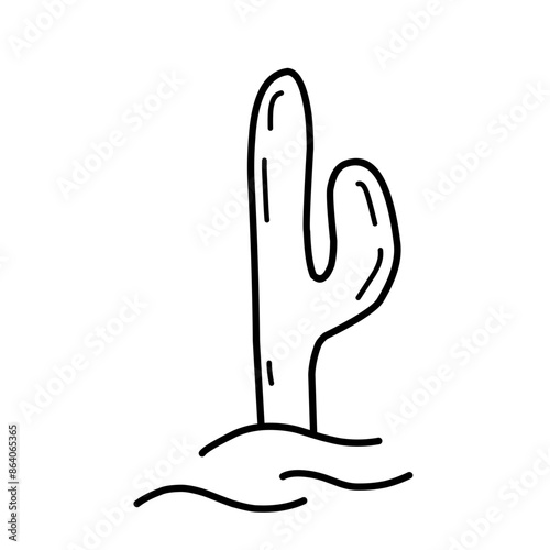 Hand drawn cactus illustration. Vector Illustration. Isolated on white background. cactus outline sketch. cactus drawing. cactus plants line art background.