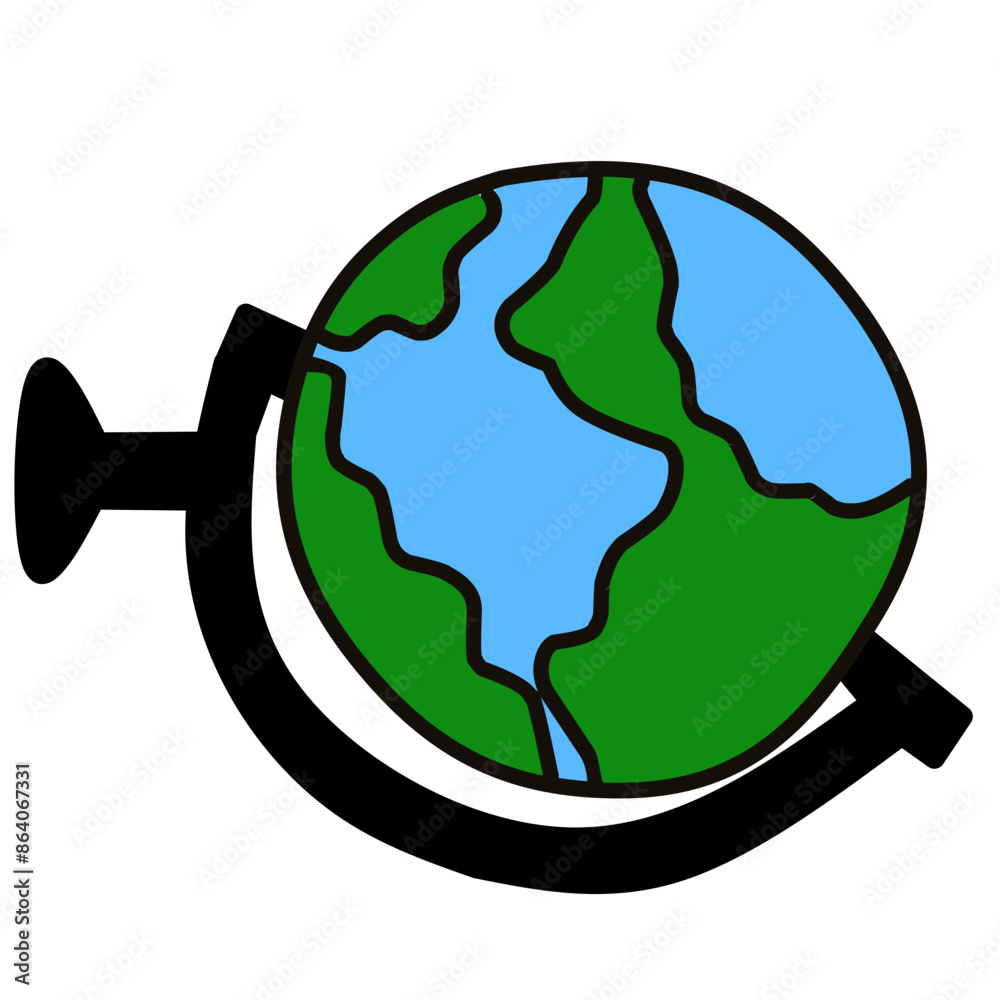 Cartoon world globe with stand 3d vector icon on white background. Globe of planet Earth for concept of kids learning or world traveling Cartoon world globe with stand 3d vector icon on white background. Globe of planet Earth for concept of kids learning or world traveling
