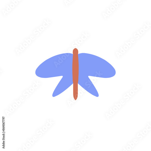 Cute butterfly cartoon character vector illustration isolated on white background