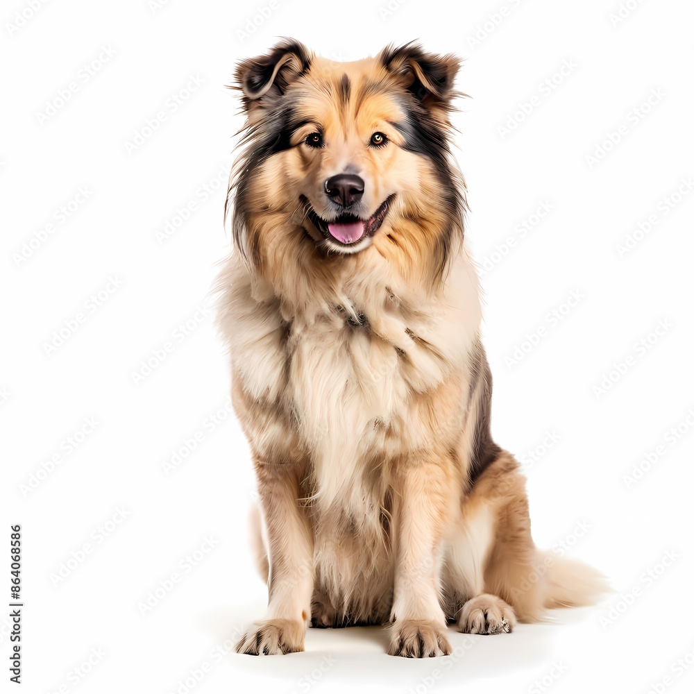 Himalayan sheepdog breed standing against white background, AI Generated Himalayan sheepdog breed standing against white background, AI Generated