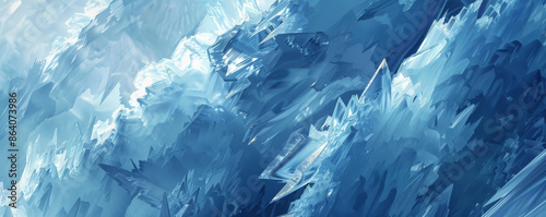 Ice background featuring jagged ice formations and sharp, angular shapes. The palette includes icy blues and translucent whites, evoking the feel of a frozen wilderness. The design is crisp and