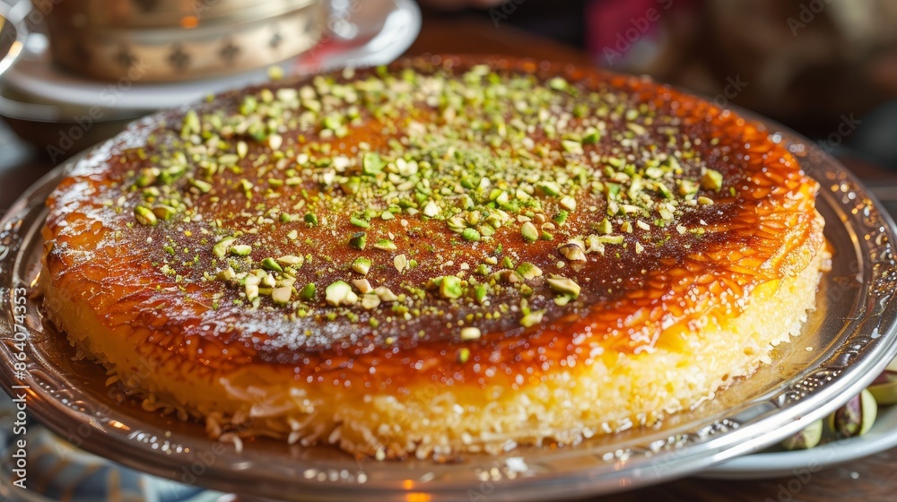 Kunefe is a classic Turkish dessert made with shredded dough, pistachios, and cheese. Served warm, it's a rich and sweet treat that's perfect for any occasion Kunefe is a classic Turkish dessert made with shredded dough, pistachios, and cheese. Served warm, it's a rich and sweet treat that's perfect for any occasion