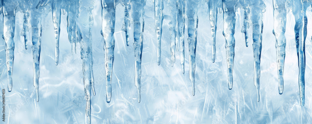 Ice background with icicles hanging down against a backdrop of frosty, crystalline ice. The icicles glisten with reflected light, and the blue-white colors emphasize the cold, wintery feel. Ice background with icicles hanging down against a backdrop of frosty, crystalline ice. The icicles glisten with reflected light, and the blue-white colors emphasize the cold, wintery feel.