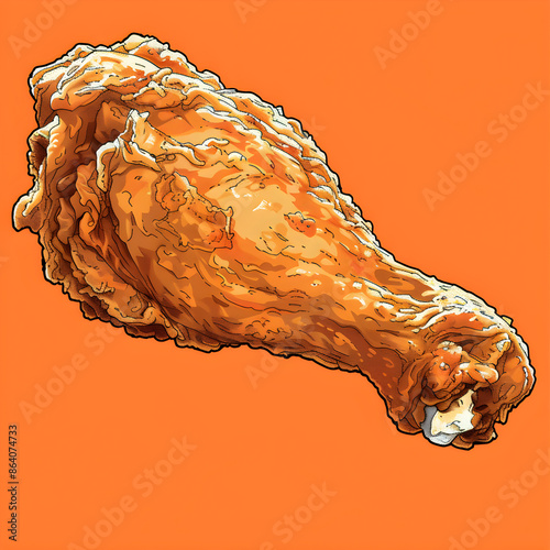 A minimalist line drawing of a fried chicken wing with a single bite taken out of it