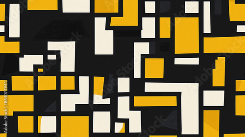 Black and Yellow De Stijl Seamless Pattern  photo