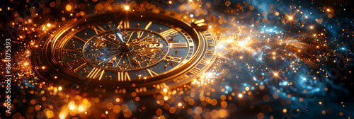 Wallpaper Mural Vintage clock surrounded by sparkling lights, capturing a sense of timelessness and magic. Torontodigital.ca