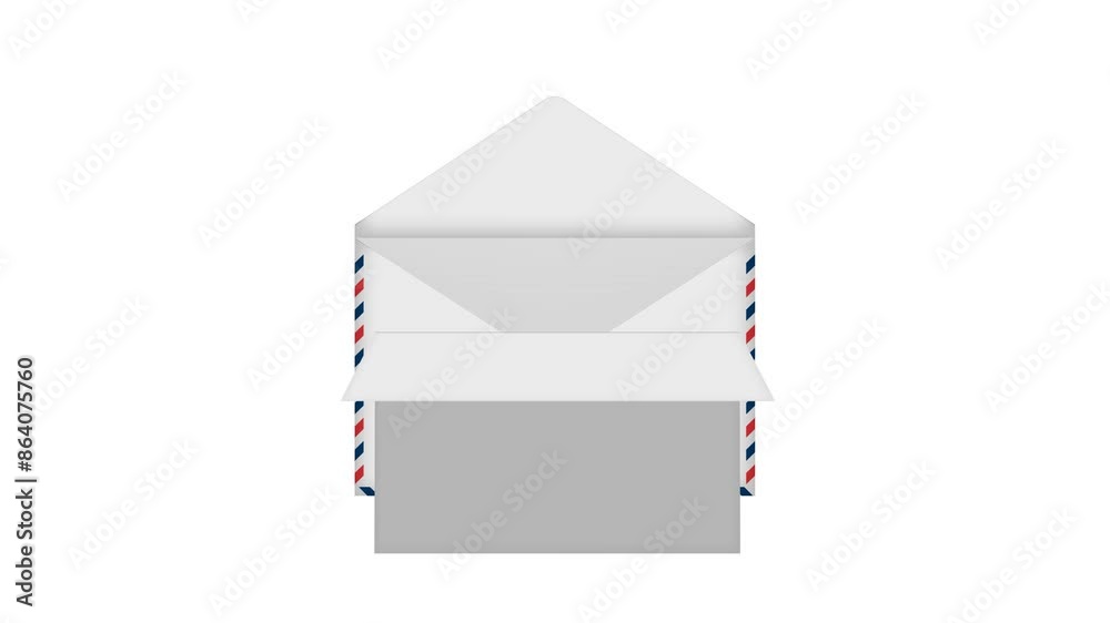 4K animation of opening an envelope and opening the paper inside ( mov ,background transparent )