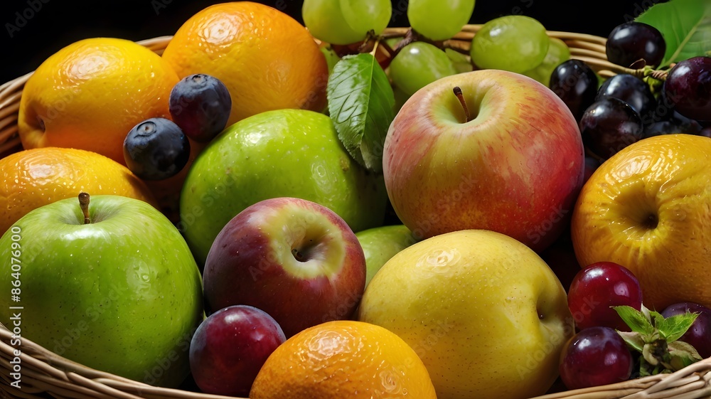 Tropical fuit as health nutrition on basket Tropical fuit as health nutrition on basket