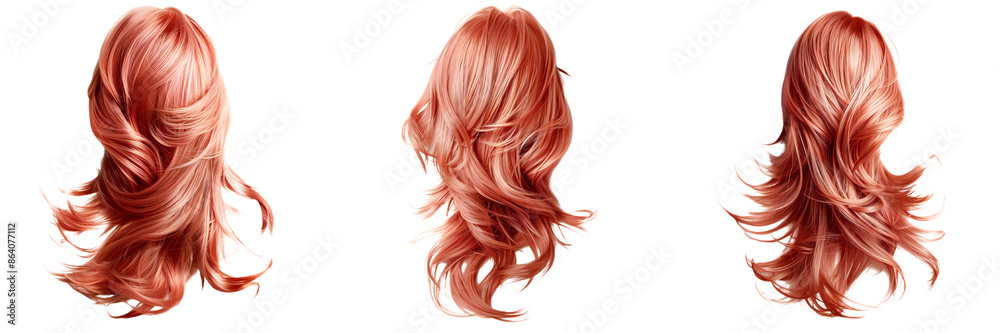 set of pink hair isolated on a white or transparent background