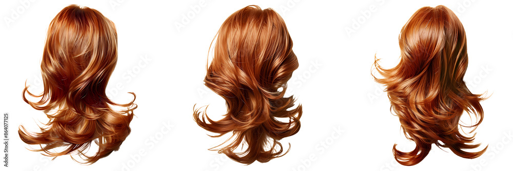 set of brown hair isolated on a white or transparent background set of brown hair isolated on a white or transparent background