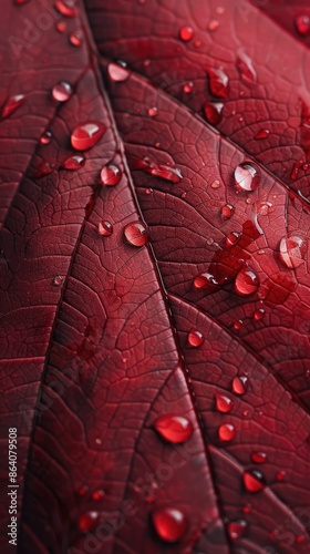 Plumage, Desktop backgrounds, Cool backgrounds image, water droplets on red leaf - generative ai