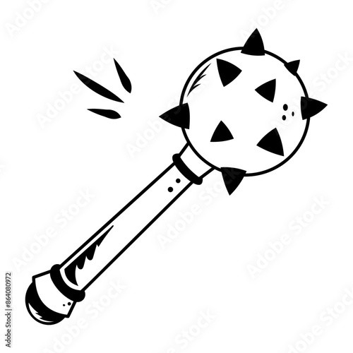 A battle mace icon designed in hand drawn style 
