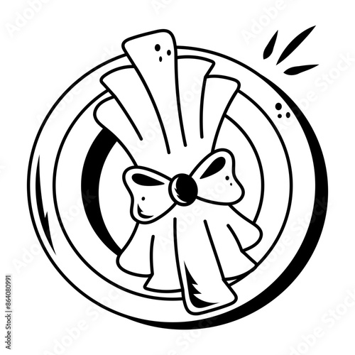 A royal dinner icon in doodle style