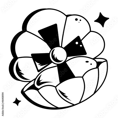 A pilgrim shell icon designed in doodle style 